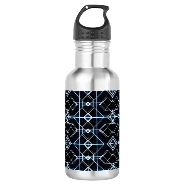 Futuristisches Neon Grid Muster Edelstahlflasche (Vorderseite)