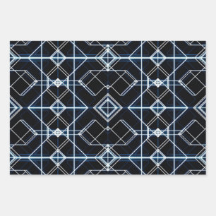 Futuristisches Neon Grid Muster Geschenkpapier Set