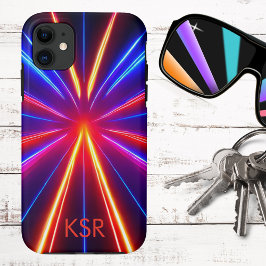 Futuristisches Neon-Laser-Lichtstrahl-Monogramm Case-Mate iPhone Hülle