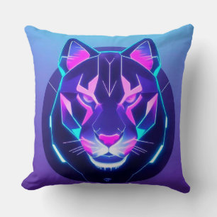 Futuristisches Neon Panther-Gesicht Kissen