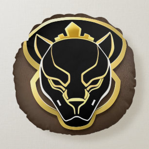 Futuristisches Panther Emblem mit Metallic Details Rundes Kissen
