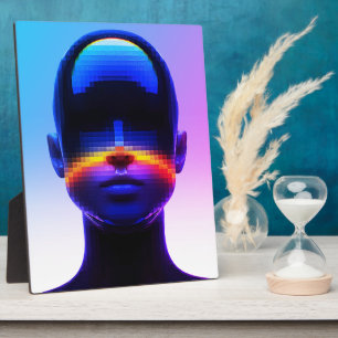Futuristisches Pixel Art Portrait - Digitales Abst Fotoplatte