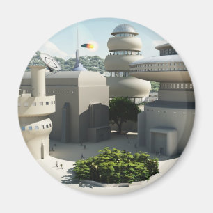 Futuristisches Sciencefiction townscape Magnet