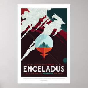 Futuristisches Weltraumposter - Saturn Mond Encela Poster