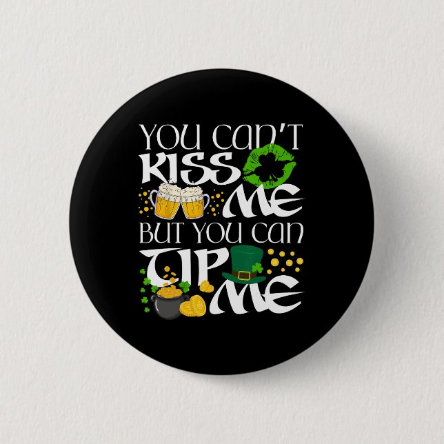 Fuuny Irish St Patrick's Day Waitress Rtender Sham Button (Vorderseite)