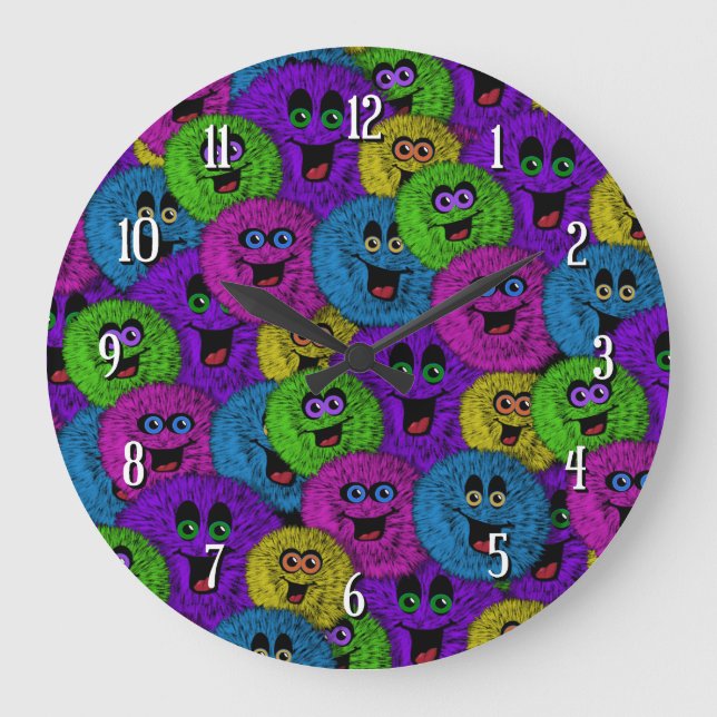 Fuzzles conviviaux Créatures mignonnes Horloge 2 (Recto)