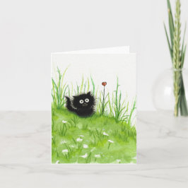 Fuzzy Black Cat by Bihrle Blank Card Karte