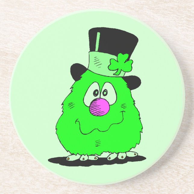 Fuzzy Creature St. Patrick's Sandstone Untersetzer (Vorne)