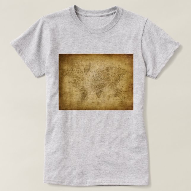 Fuzzy Express® Old Map Frau Grau T-Shirt (Design vorne)