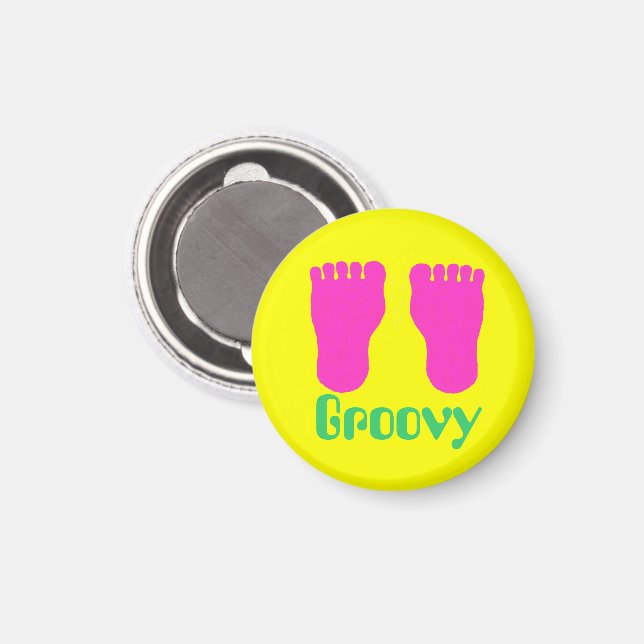 Fuzzy Feet Groovy Magnet der 1970er Jahre (Vorderseite/Rückseite)