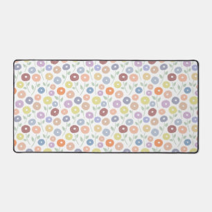 Fuzzy Flower Rpt Muster Pastell auf Weiß Schreibtischunterlage