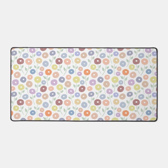 Fuzzy Flower Rpt Pattern Pastels on White Schreibtischunterlage (Vorderseite)