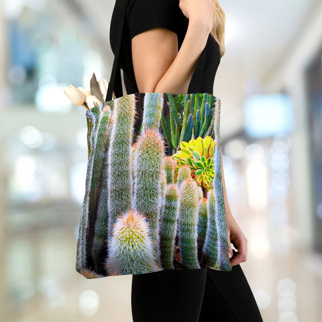 Fuzzy Green Cacti Succulent Foto Einfach modern Tasche (Von Creator hochgeladen)
