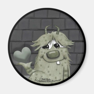 Fuzzy Green Monster mit Herz Magnet
