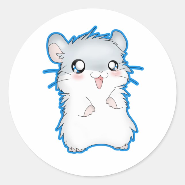 Fuzzy Hamster Runder Aufkleber (Vorderseite)