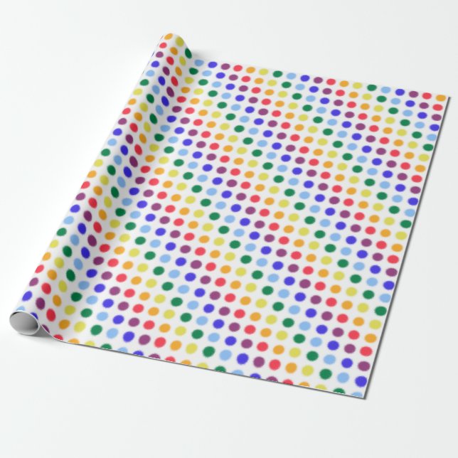 Fuzzy Rainbow Polka Dots Party Geschenkpapier (Ungerollt)