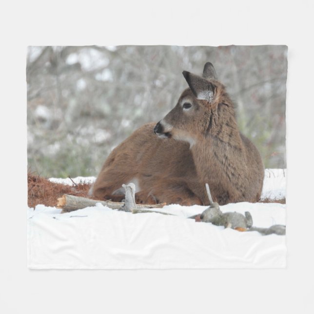 Fuzzy White Tails Deer Fawn Fleecedecke (Vorderseite (Horizontal))