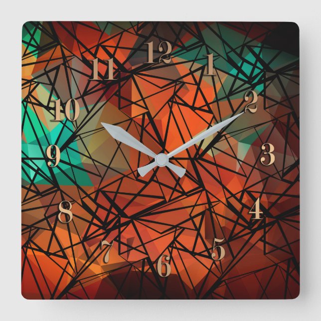 FuzzyFoxAr Quadratische Wanduhr (Vorderseite)
