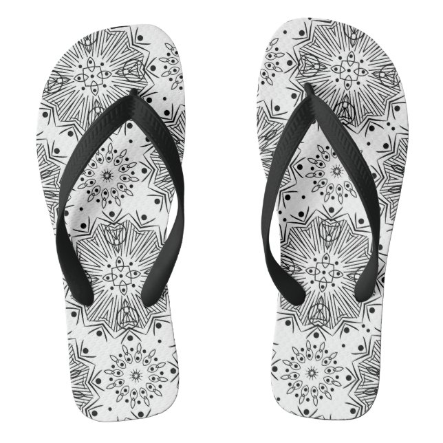 FuzzyFoxArt, Schwarz und Weiß Flip Flops (Fußbett)