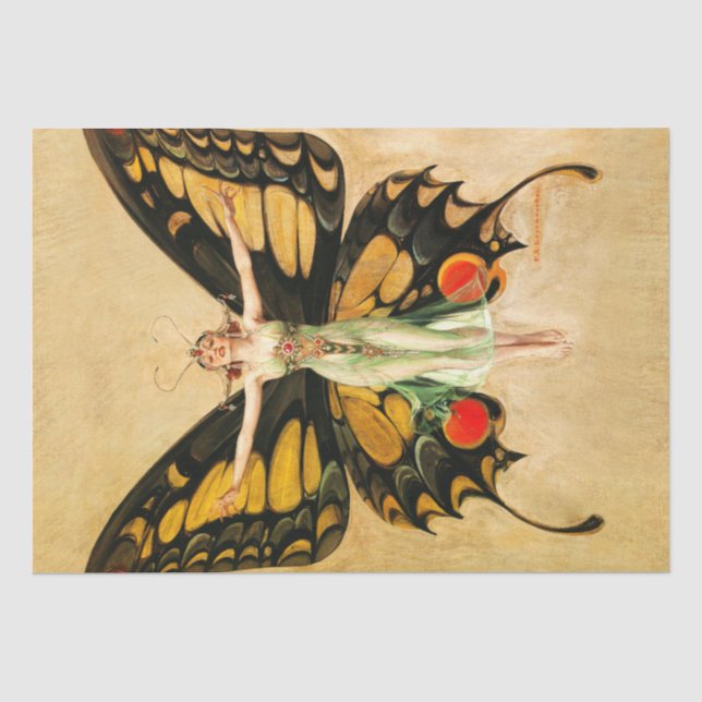 FX Leyendecker Butterfly Decoupage Art Deco Seidenpapier (Vorderseite)