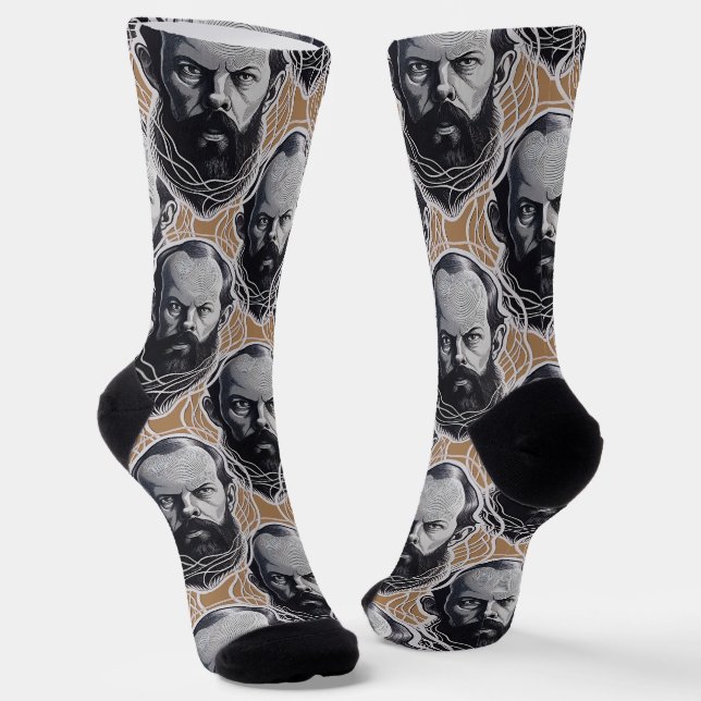 Fyodor Dostoevsky Portrait Papa Geschenk Socken (Gewinkelt)