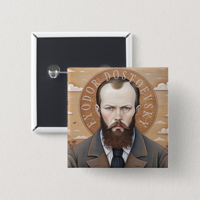 Fyodor Dostojewski, Portrait Saint Dostojewski Button (Vorne & Hinten)