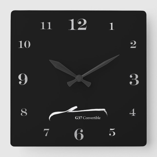 G37 Convertible white brushstroke logo Quadratische Wanduhr (Vorderseite)