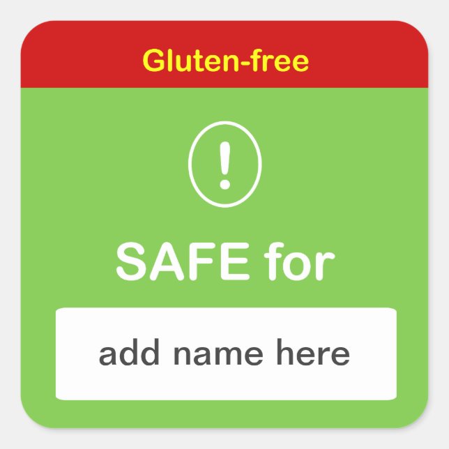g4 - SAFE LEBENSMITTELETIKETT mit Individuelle Nam Quadratischer Aufkleber (Vorderseite)