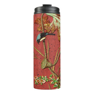 G.A. Audsley Vintage Roter Japanischer Vogel Lotus Thermosbecher