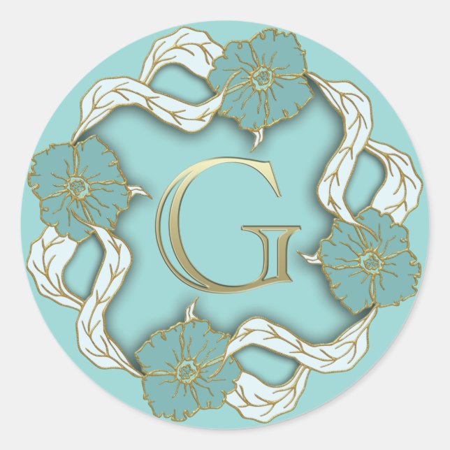 G-Aufkleber in Monogramm Runder Aufkleber (Vorderseite)
