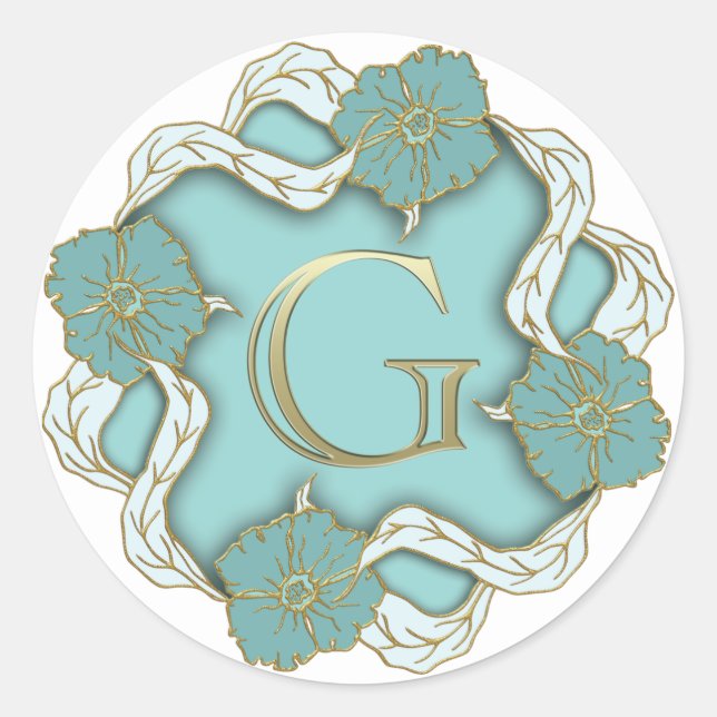 G-Aufkleber in Monogramm Runder Aufkleber (Vorderseite)