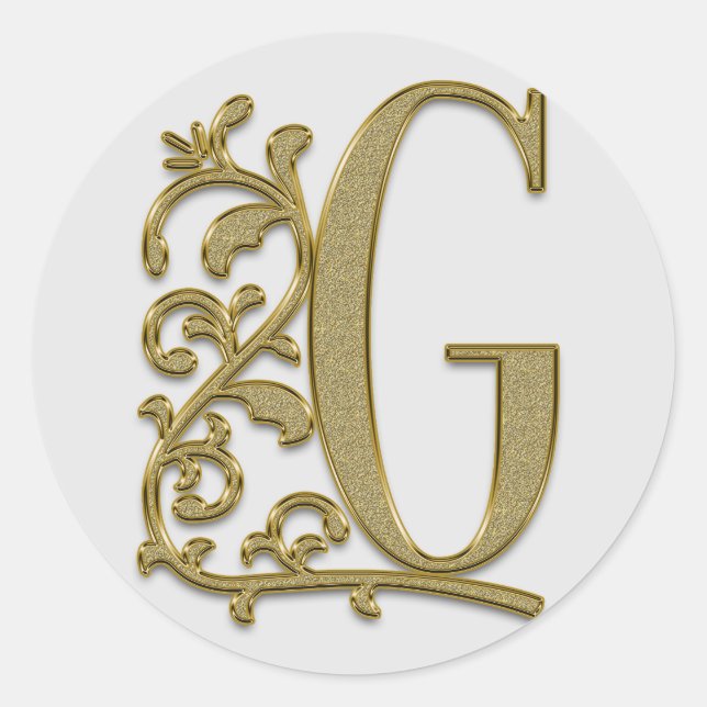 G-Aufkleber in Monogramm Runder Aufkleber (Vorderseite)