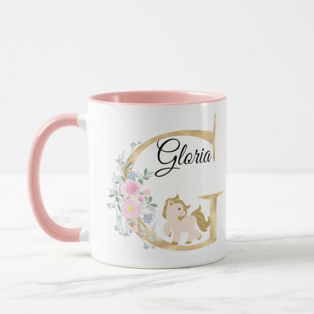 G-Buchstaben personalisierte Bezeichnung Monogramm Tasse (Links)