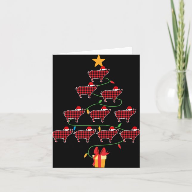G Christmas Tree Xmas Goats Tree Santa Hat  Karte (Vorderseite)