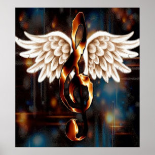 G Clef mit Wings Poster