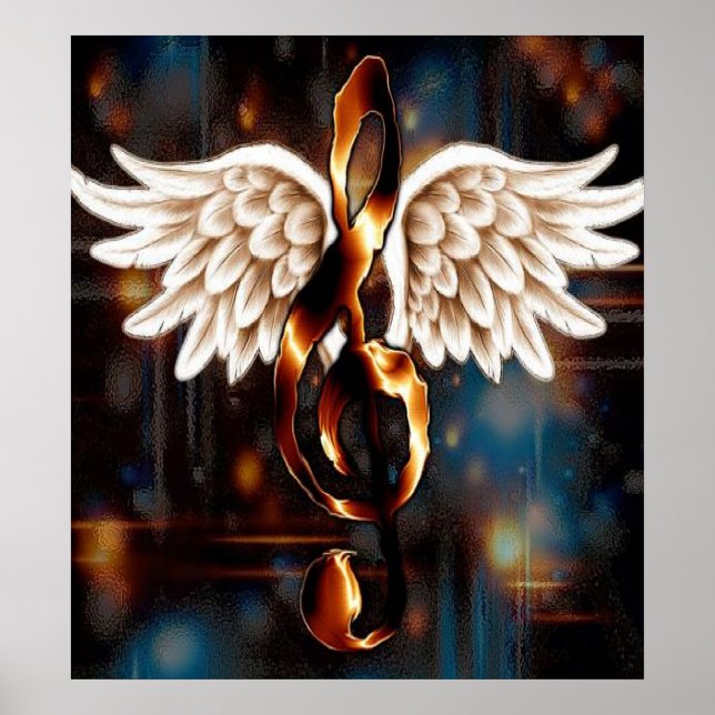 G Clef mit Wings Poster (Vorne)