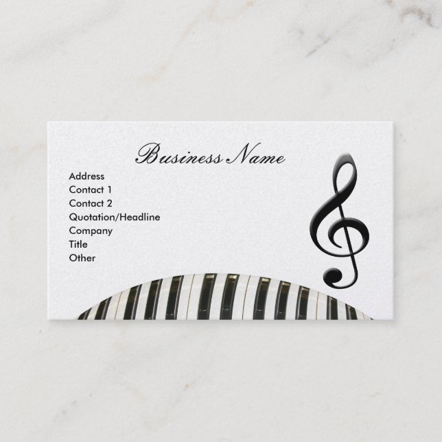 G-Clef-u. Klavier-Tastatur Visitenkarte (Vorderseite)