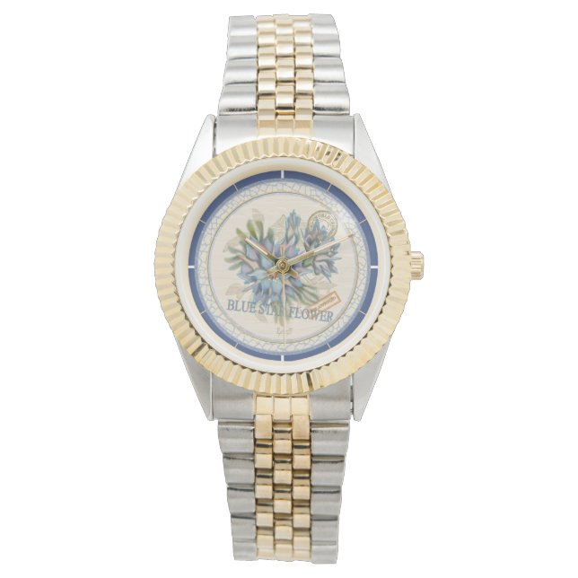 G Creation Office - blaue Blume Armbanduhr (Vorderseite)