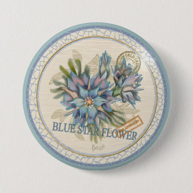 G Creation Office - blaue Blume Button (Vorderseite)