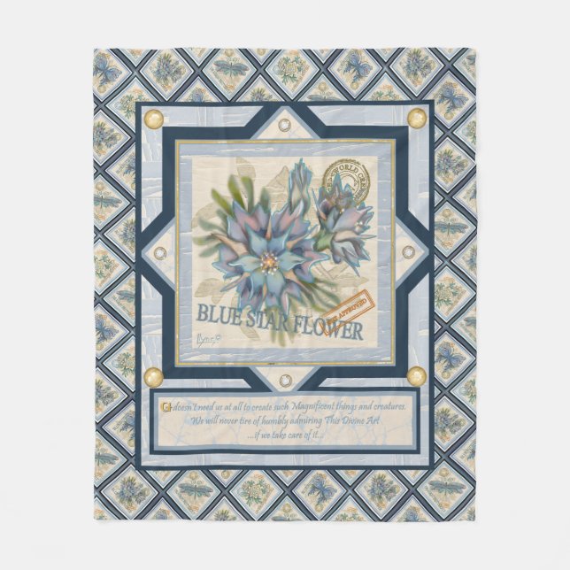 G Creation Office - blaue Blume Fleecedecke (Vorderseite)