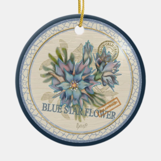 G Creation Office - blaue Blume Keramik Ornament (Vorne)