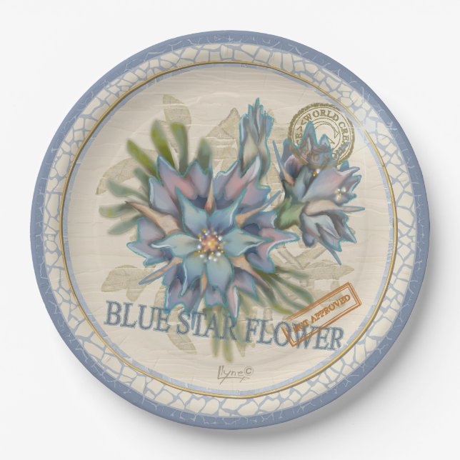 G Creation Office - blaue Blume Pappteller (Vorderseite)