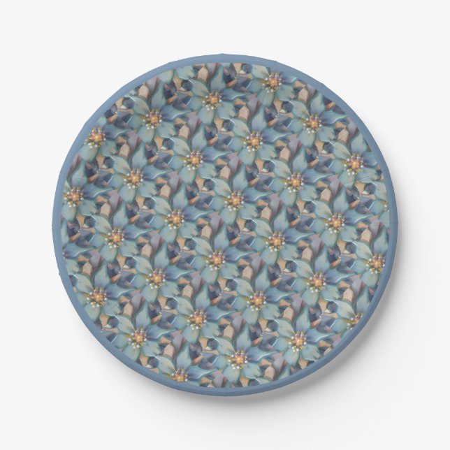 G Creation Office - blaue Blume Pappteller (Vorderseite)