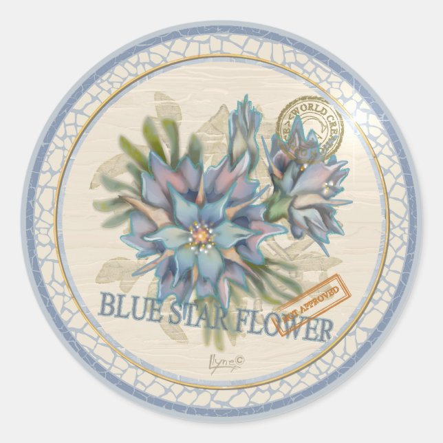 G Creation Office - blaue Blume Runder Aufkleber (Vorderseite)