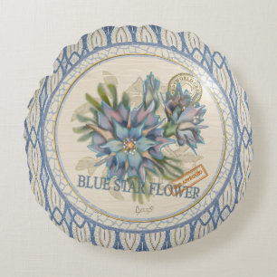 G Creation Office - blaue Blume Rundes Kissen