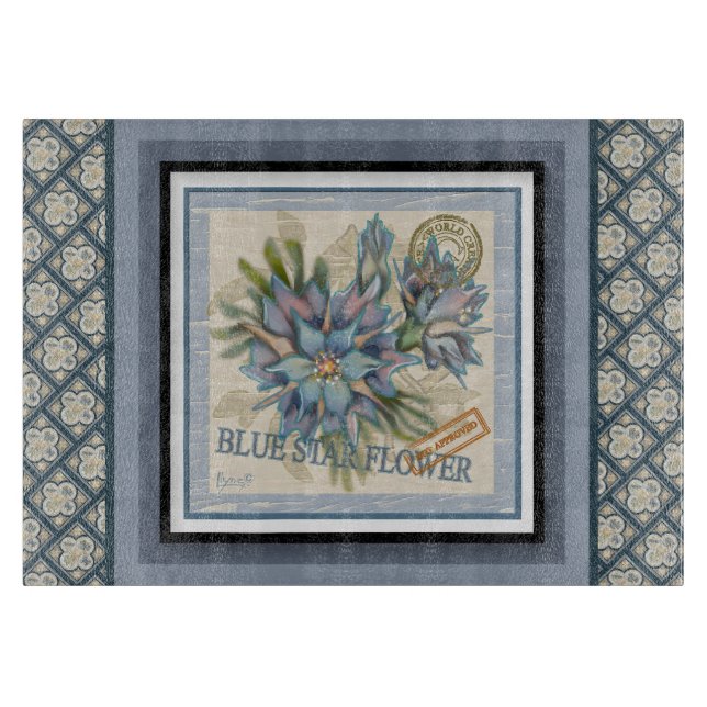 G Creation Office - blaue Blume Schneidebrett (Vorderseite)