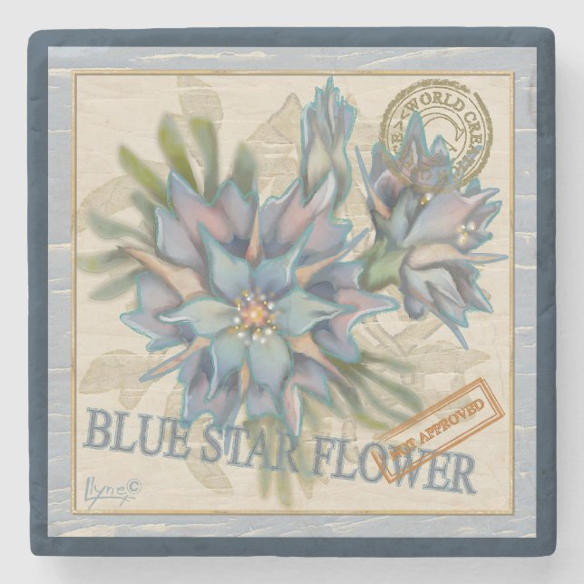 G Creation Office - blaue Blume Steinuntersetzer (Vorderseite)