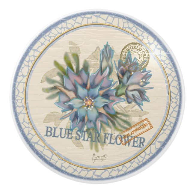 G Creation Office Blue Blume Keramikknauf (Vorderseite)