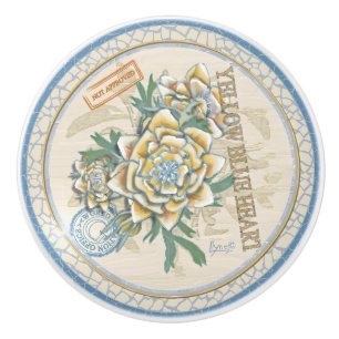 G Creation Office Gelbe Blume Keramik Knob Keramikknauf