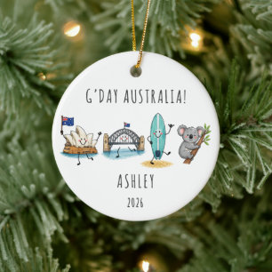 G’Day Australia Personalisierte Reise Keramik Ornament